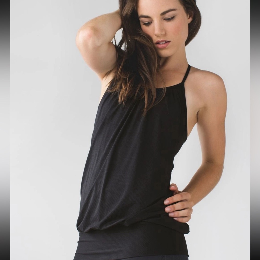 Lululemon No Limits Tank Sz 8 Black Built In Sports Bra Racerback Top Yoga Gym